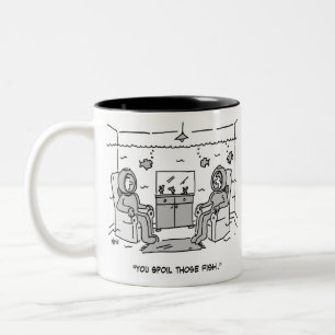 Caneca De Café Em Dois Tons Cartografia de Peixes Tropicais Engraçada em um