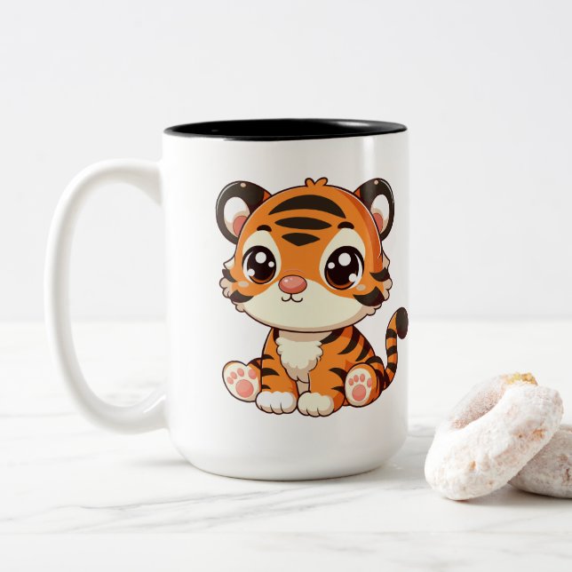 Caneca De Café Em Dois Tons Cartografia de Pequeno Bebê Bonito (Com Donut)