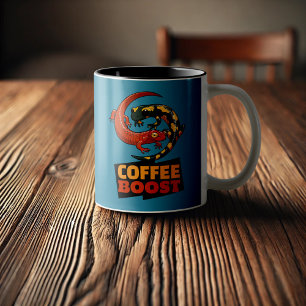Caneca De Café Em Dois Tons Cartografia de Salamandras Vermelhas e Fogo Cute B