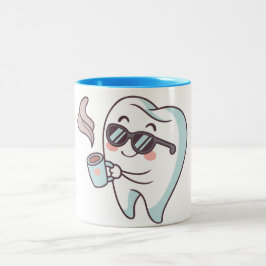 Caneca De Café Em Dois Tons Cartografia dos dentes legal com óculos escuros e