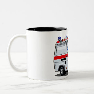 Caneca De Café Em Dois Tons Cartoon Ambulance Car
