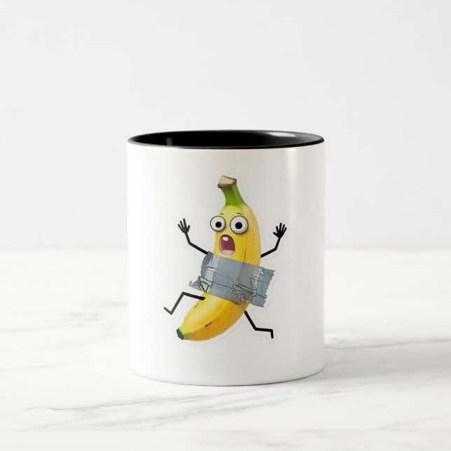Caneca De Café Em Dois Tons Cartoon Banana Duct-Taped (Centro)