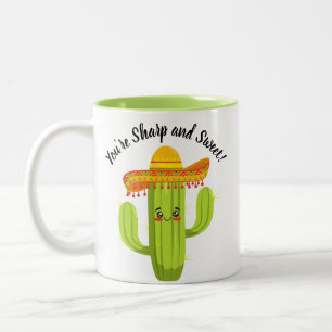 Caneca De Café Em Dois Tons Cartoon bonito Cactus você é afiado e doce