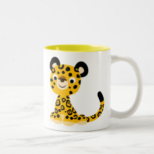 Caneca De Café Em Dois Tons Cartoon Bonito Jaguar