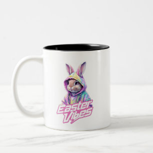 Caneca De Café Em Dois Tons Cartoon bunny Páscoa Vibes Art