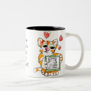 Caneca De Café Em Dois Tons Cartoon Cat Love Heart Mug Personalizado