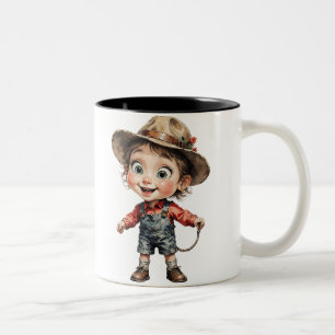 Caneca De Café Em Dois Tons Cartoon Clássico de Efeito 3D