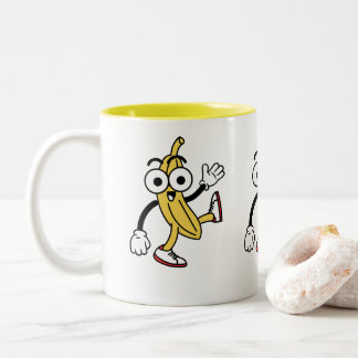 Caneca De Café Em Dois Tons Cartoon de Banana