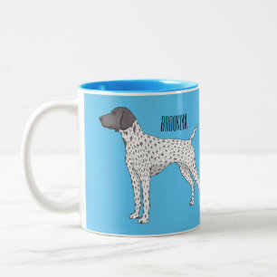 Caneca De Café Em Dois Tons Cartoon de cachorro-pintor alemão Shorthired