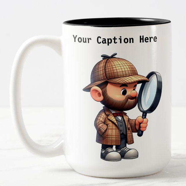 Caneca De Café Em Dois Tons Cartoon de Detetive Particular Personalizável Mist (Criador carregado)