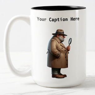 Caneca De Café Em Dois Tons Cartoon de Detetive Particular Personalizável Mist