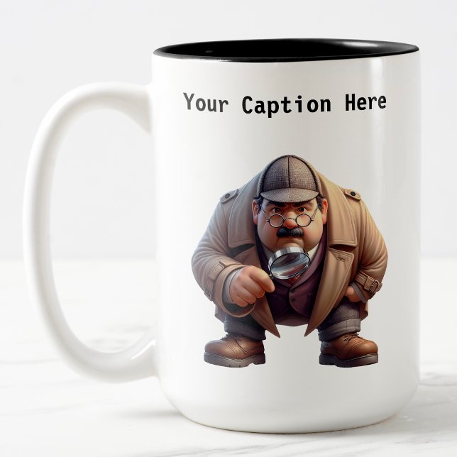 Caneca De Café Em Dois Tons Cartoon de Detetive Particular Personalizável Mist (Criador carregado)