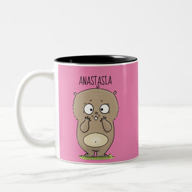 Caneca De Café Em Dois Tons Cartoon de hamster adorável (Esquerda)