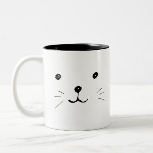Caneca De Café Em Dois Tons Cartoon de Mão Imagens de Gato Fotos de Gatinho