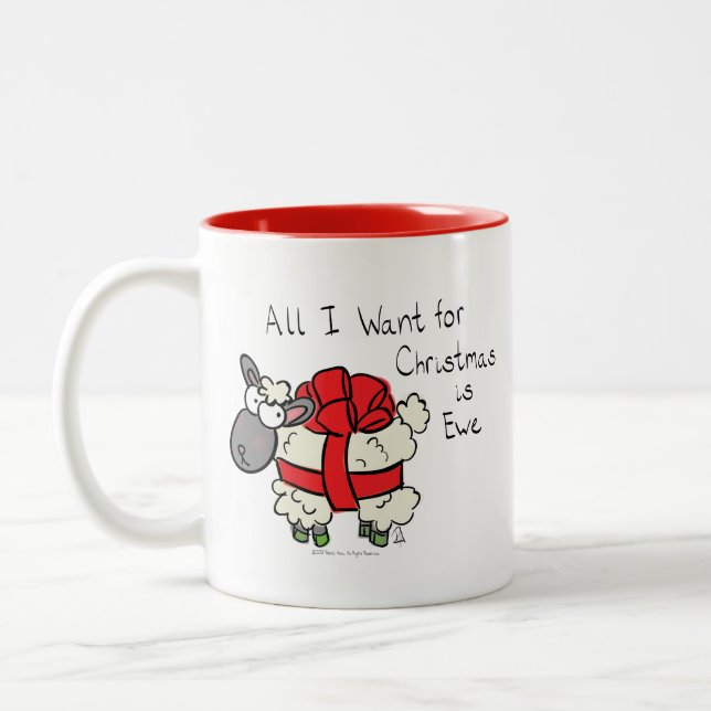 Caneca De Café Em Dois Tons Cartoon de Natal Engraçado Feriado (Esquerda)