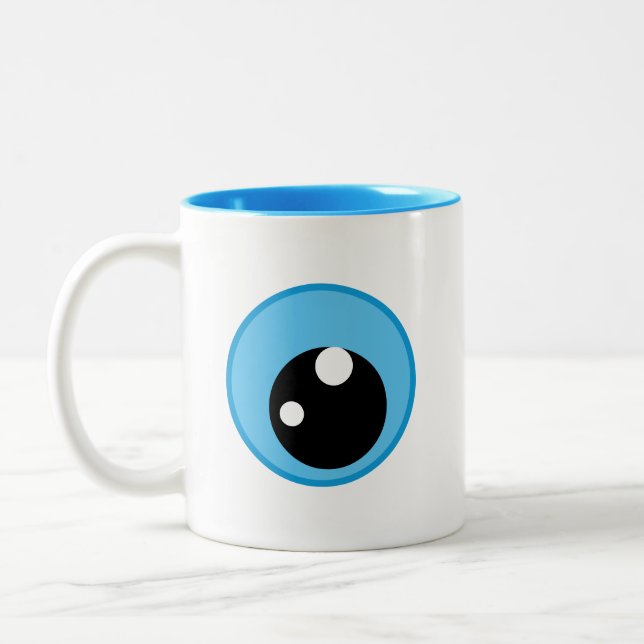 Caneca De Café Em Dois Tons Cartoon de Olhos Modernos (Esquerda)