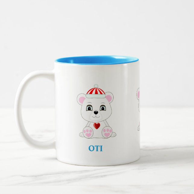 Caneca De Café Em Dois Tons Cartoon de Urso Polar Bonito (Esquerda)