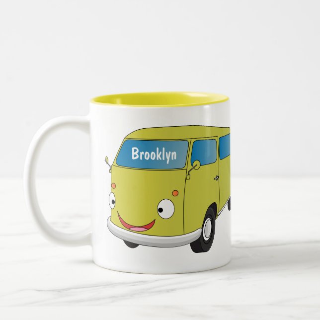 Caneca De Café Em Dois Tons Cartoon do verde limão clássico (Esquerda)
