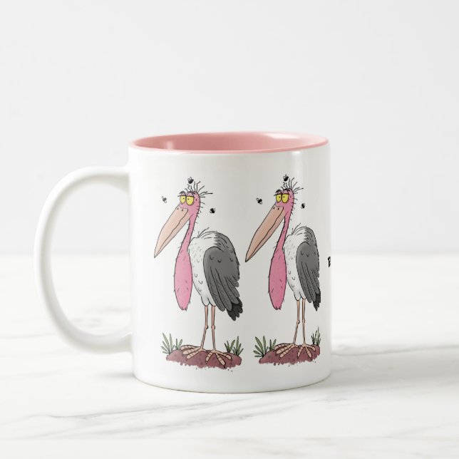 Caneca De Café Em Dois Tons Cartoon engraçado marabou (Esquerda)