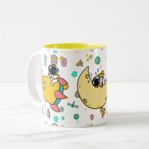 Caneca De Café Em Dois Tons Cartoon espacial astronauta