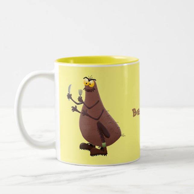 Caneca De Café Em Dois Tons Cartoon feio e faminto (Esquerda)