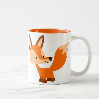 Caneca De Café Em Dois Tons Cartoon Fox Mug Bonito