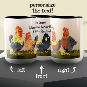 Caneca De Café Em Dois Tons Cartoon Humorístico Frasto Engraçado Frango