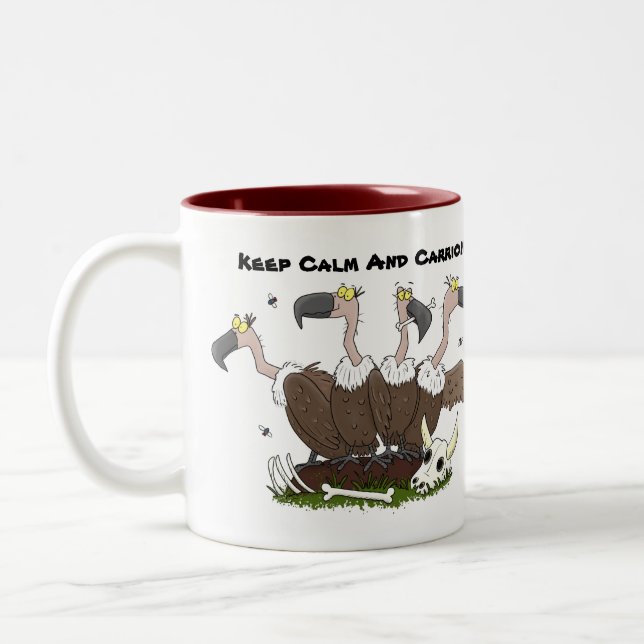 Caneca De Café Em Dois Tons Cartoon humorístico para abutres engraçados (Esquerda)