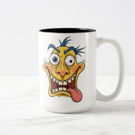 Caneca De Café Em Dois Tons Cartoon Louco Face Mug - Expressão Engraçada Café