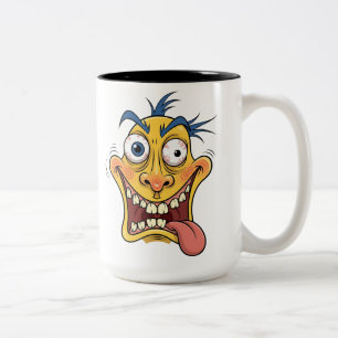 Caneca De Café Em Dois Tons Cartoon Louco Face Mug - Expressão Engraçada Café