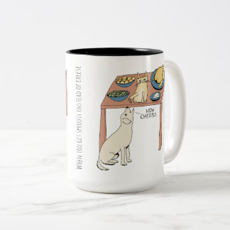 Caneca De Café Em Dois Tons Cartoon Personalizado de Gato Engraçado e Retrieve