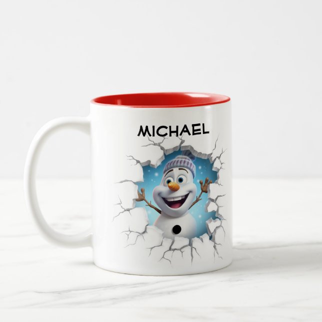 Caneca De Café Em Dois Tons Cartoon Personalizado Snowman Mug (Esquerda)