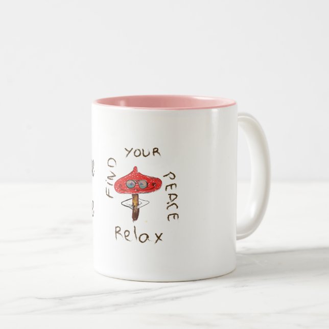 Caneca De Café Em Dois Tons Cartoon Red Mushroom Amanita (Frente Esquerda)