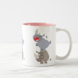 Caneca De Café Em Dois Tons Cartoon Rinos Cute Leapfrog