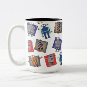 Caneca De Café Em Dois Tons Cartoon Robô Mecânico