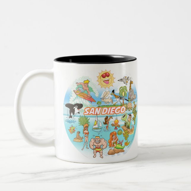 Caneca De Café Em Dois Tons Cartoon San Diego (Esquerda)