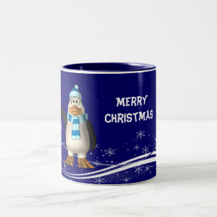Caneca De Café Em Dois Tons Cartoon Santa Claus Penguin Natal