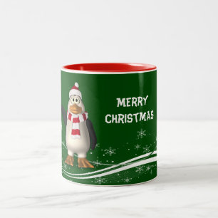 Caneca De Café Em Dois Tons Cartoon Santa Claus Penguin Natal