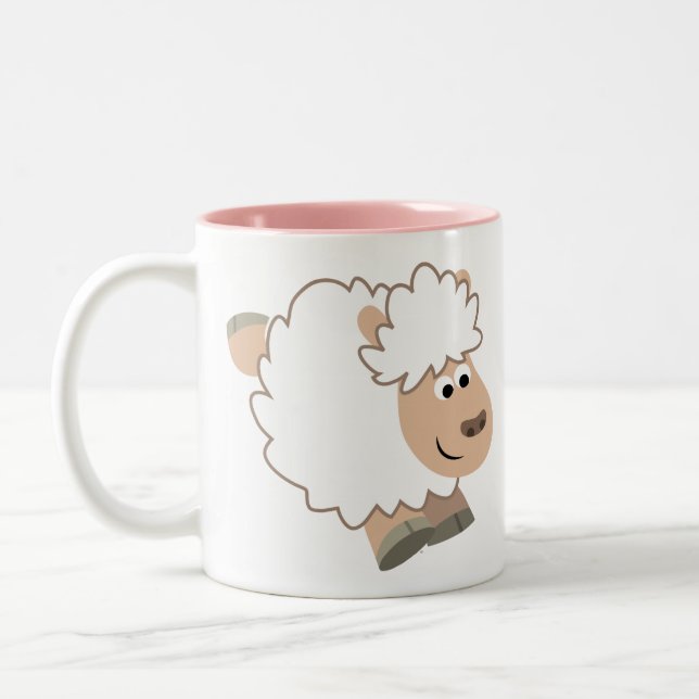 Caneca De Café Em Dois Tons Cartoon Sheep Corajoso (Esquerda)