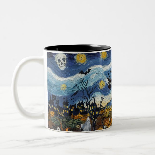 Caneca De Café Em Dois Tons Casa Assombrada de Maluco Noturno-Halloween (Esquerda)