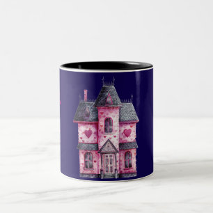 Caneca De Café Em Dois Tons Casa assombrada rosa