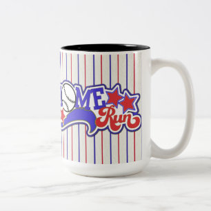 Caneca De Café Em Dois Tons Casa Branca Vermelha e Azul Executar Baseball Stri