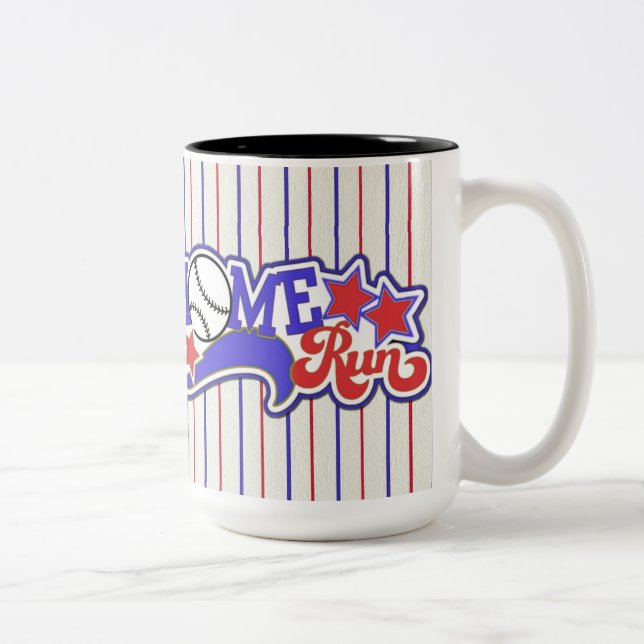 Caneca De Café Em Dois Tons Casa Branca Vermelha e Azul Executar Baseball Stri (Direita)