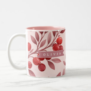 Caneca De Café Em Dois Tons Casa de Campo Botânica Personalizada de Frutas Ver