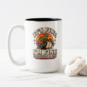Caneca De Café Em Dois Tons Casa de Planta com Fachada Fina Vibração de Caos L