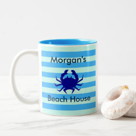 Caneca De Café Em Dois Tons Casa de Praia Caranguejo Azul 