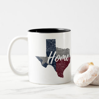 Caneca De Café Em Dois Tons Casa desvanecida afligida da bandeira de Texas