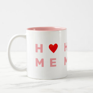 Caneca De Café Em Dois Tons Casa e Coração Rosa Moderno