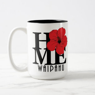 Caneca De Café Em Dois Tons CASA Waipahu Havaí Red Hibiscus 15oz