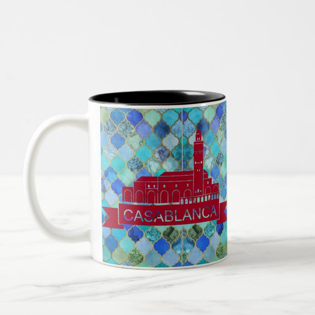 Caneca De Café Em Dois Tons Casablanca Marrocos Souvenir (Esquerda)